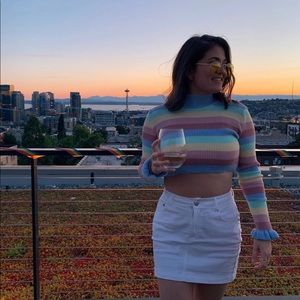 Cropped rainbow sweater prettylittlething